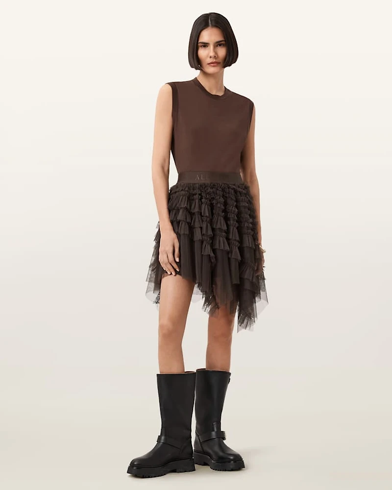 Jayde Ruffled Tulle Mini Skirt