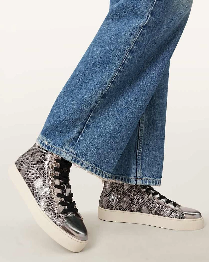 Tana Snake Print Leather High Top Trainers