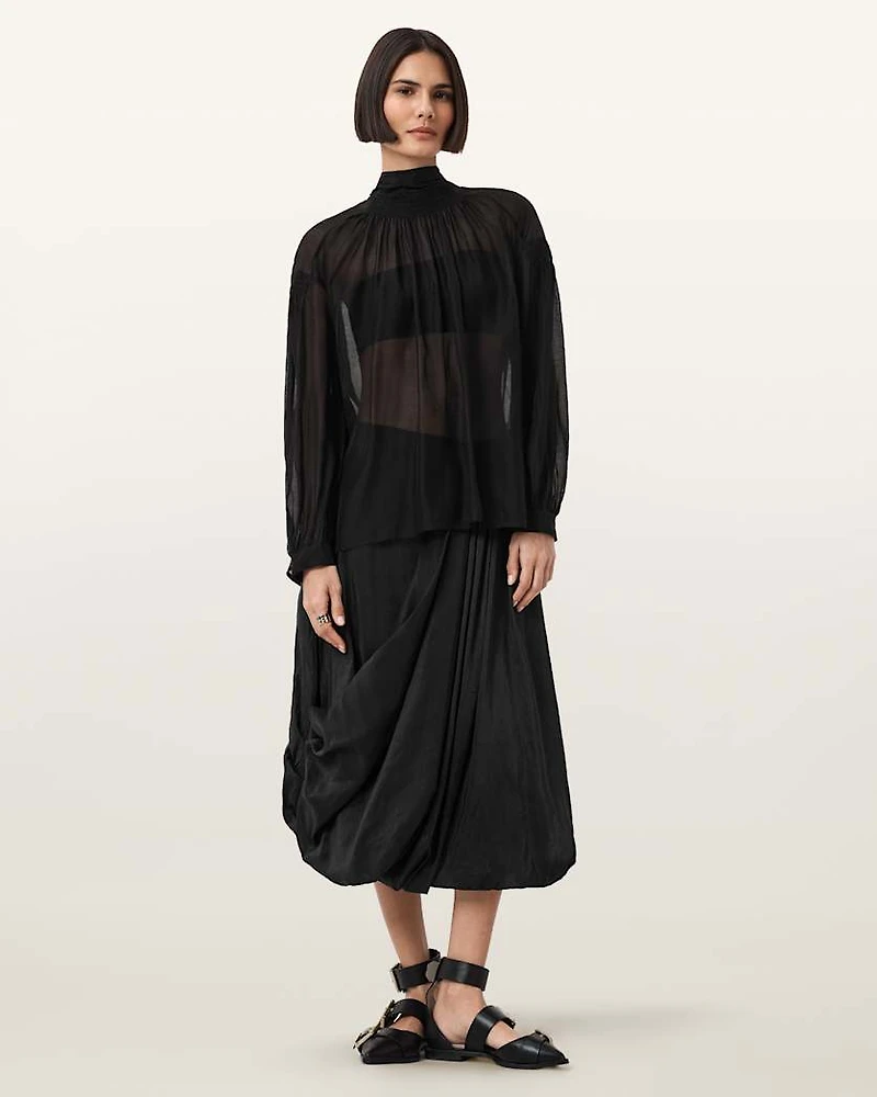 Pearla High Neck Sheer Top