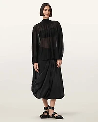 Pearla High Neck Sheer Top