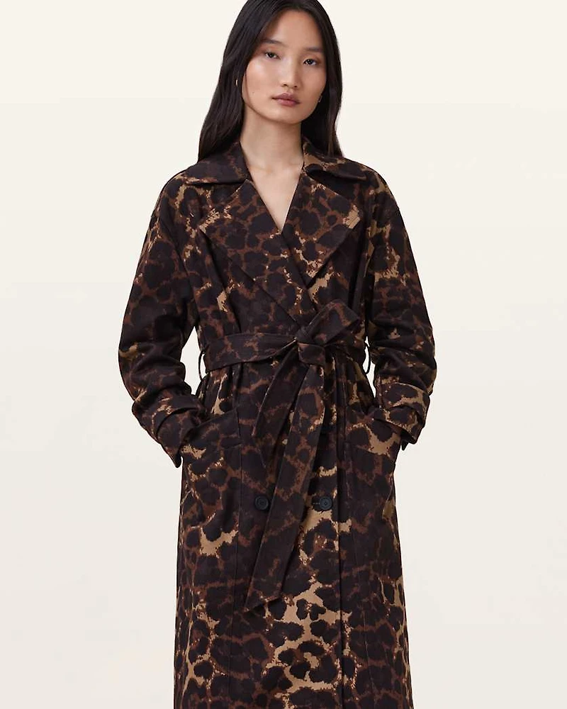 Abel Leopard Print Trench Coat