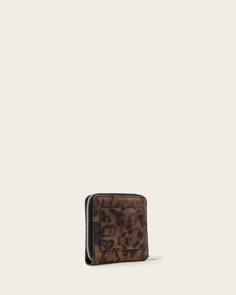 Lena Leopard Print Suede Wallet