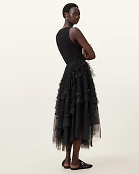 Jen Tulle Asymmetric Maxi Skirt
