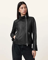 Ellis Leather Funnel Neck Biker Jacket