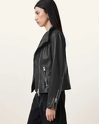 Ellis Leather Funnel Neck Biker Jacket