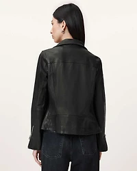 Ellis Leather Funnel Neck Biker Jacket