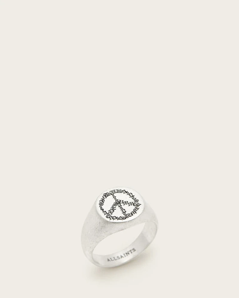 Leon Sterling Silver Peace Engraved Ring