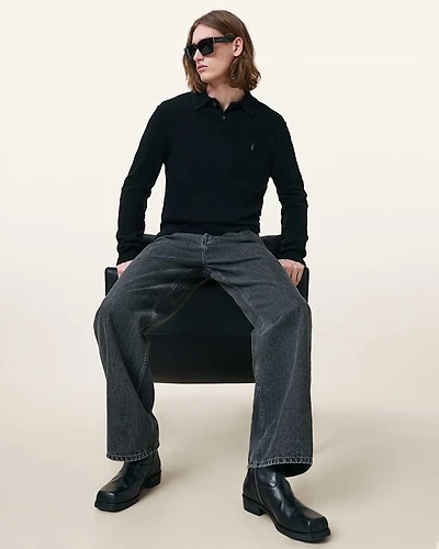 Statten Long Sleeve Ramskull Polo Jumper