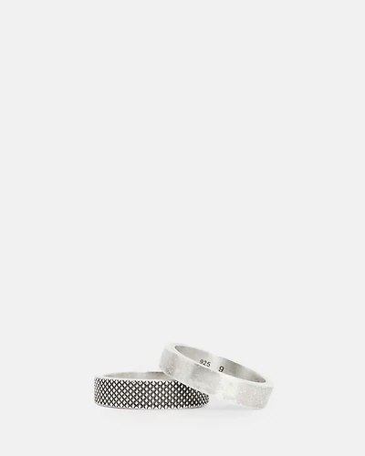 Mars Textured Sterling Silver Ring Set