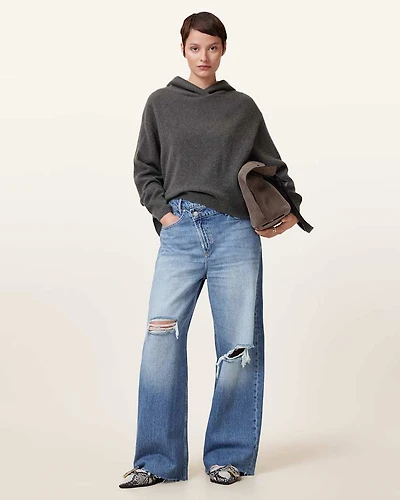 Aki Crossover Wide Leg Denim Jeans