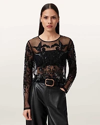 Greta Embellished Tulle Top