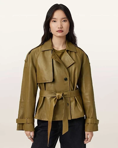 Reed Cropped Leather Trench