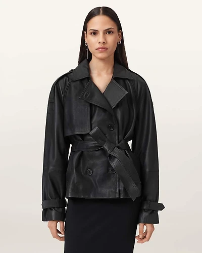 Reed Cropped Leather Trench