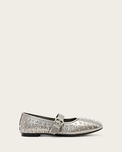 Holly Leather Stud Ballet Flats