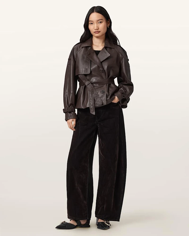 Helena Barrel Leg Flocked Jeans