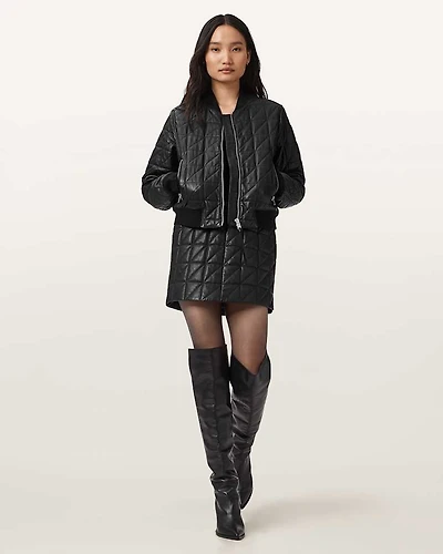 Carly Leather Quilted Skirt