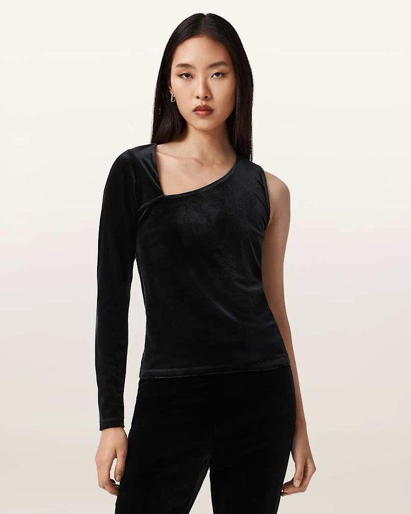 Ari Asymmetric Velvet Top
