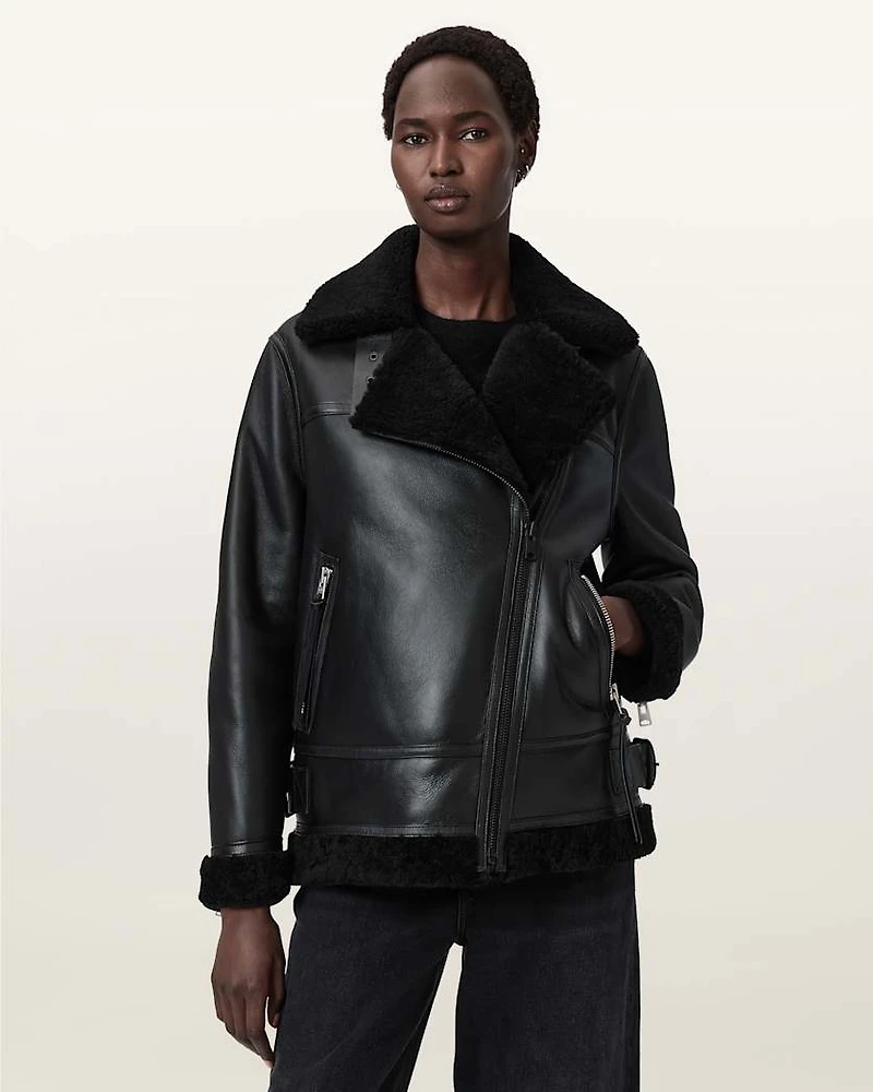 Sola Shearling Biker Jacket