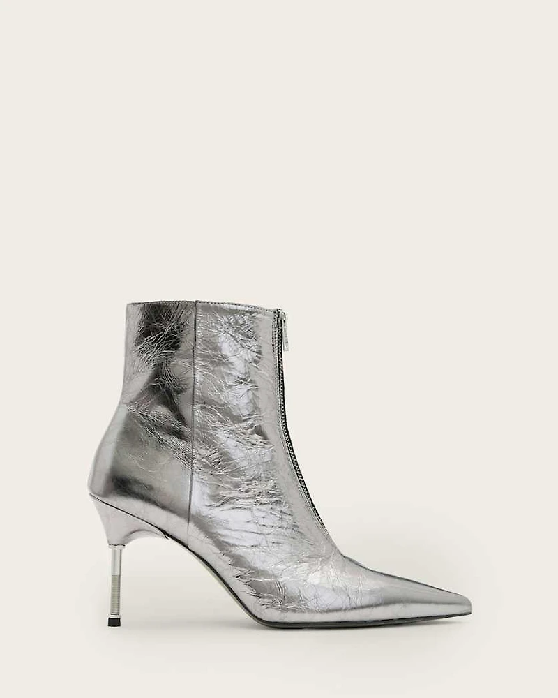 Natasha Pointed Metallic Leather Boots
