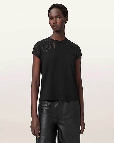 Anna Snake Print Devore T-Shirt