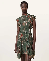 Fleur Printed Asymmetric Mini Dress