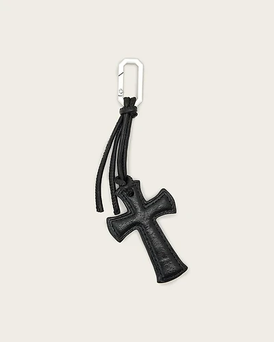 Leather G Cross Keyring