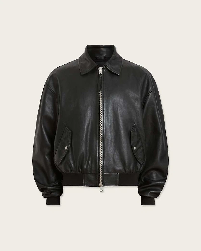 Marco Oversized Leather Bomber Jacket