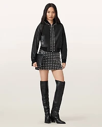 Lea Studded Leather Mini Skirt