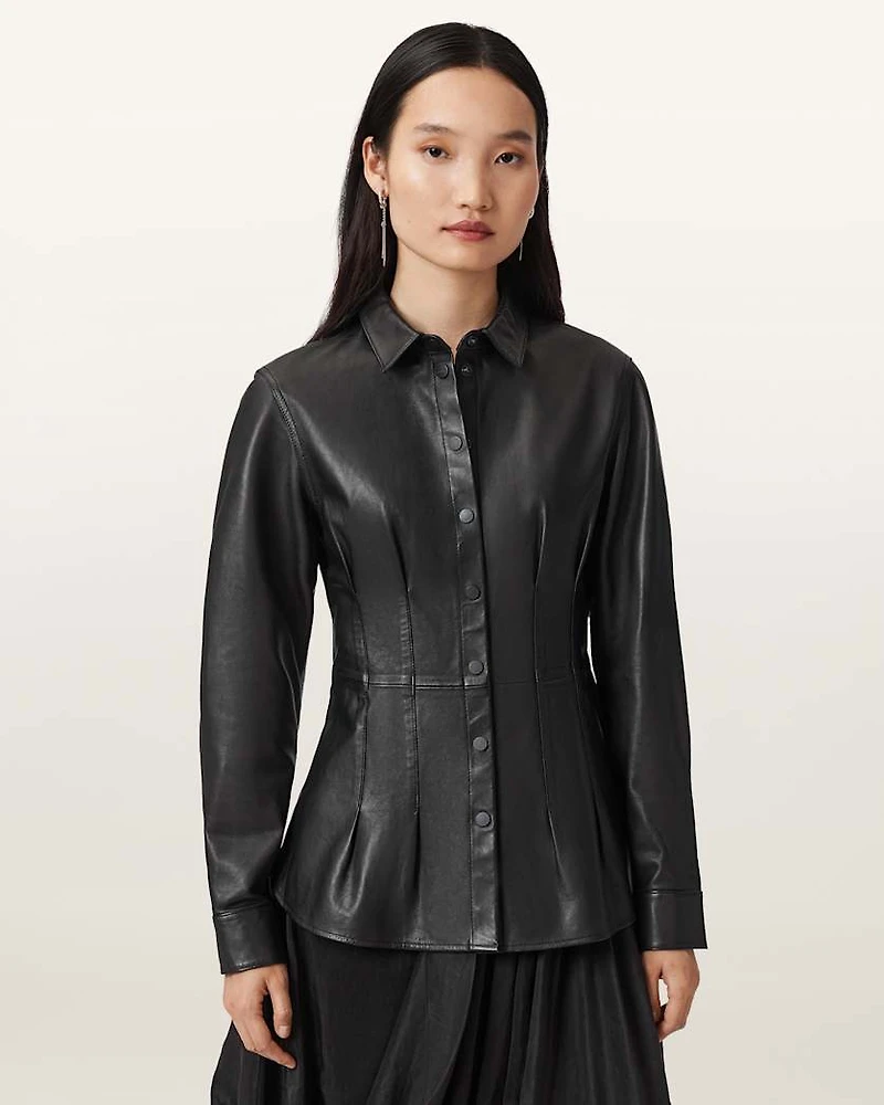 Larson Leather Pleated Shirt
