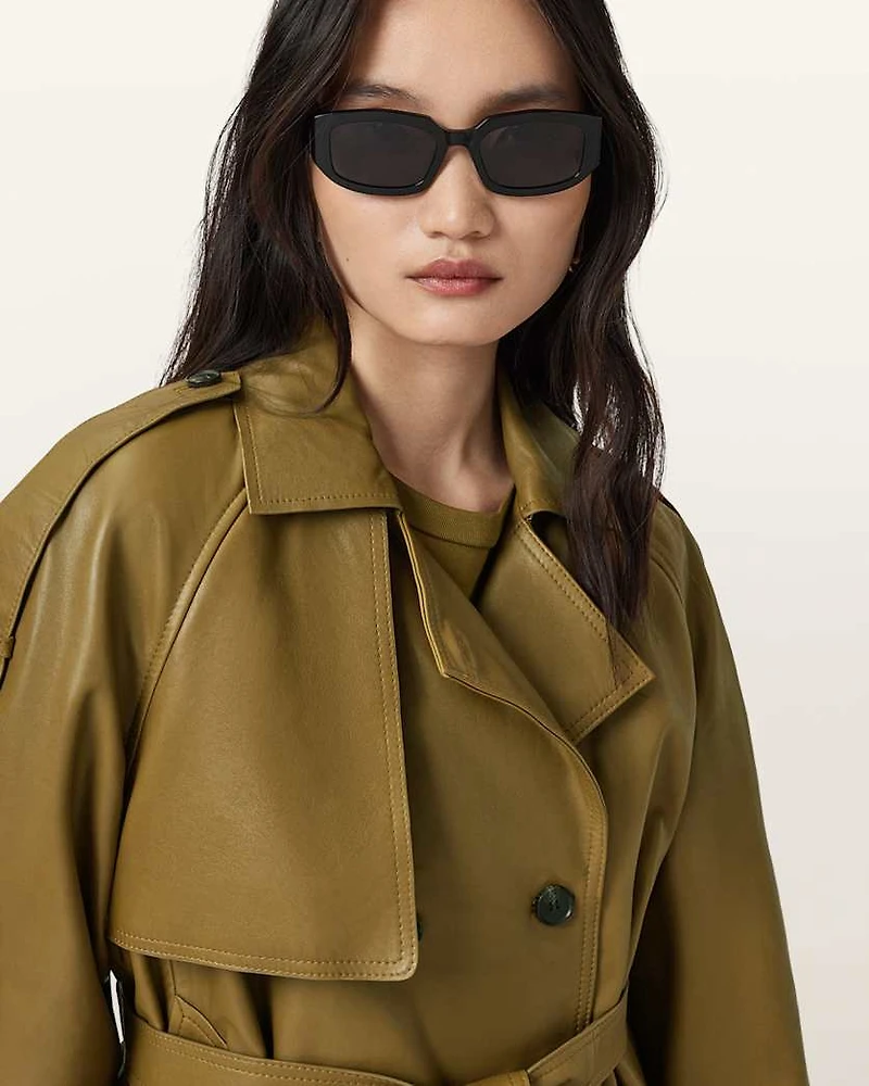 Reed Cropped Leather Trench