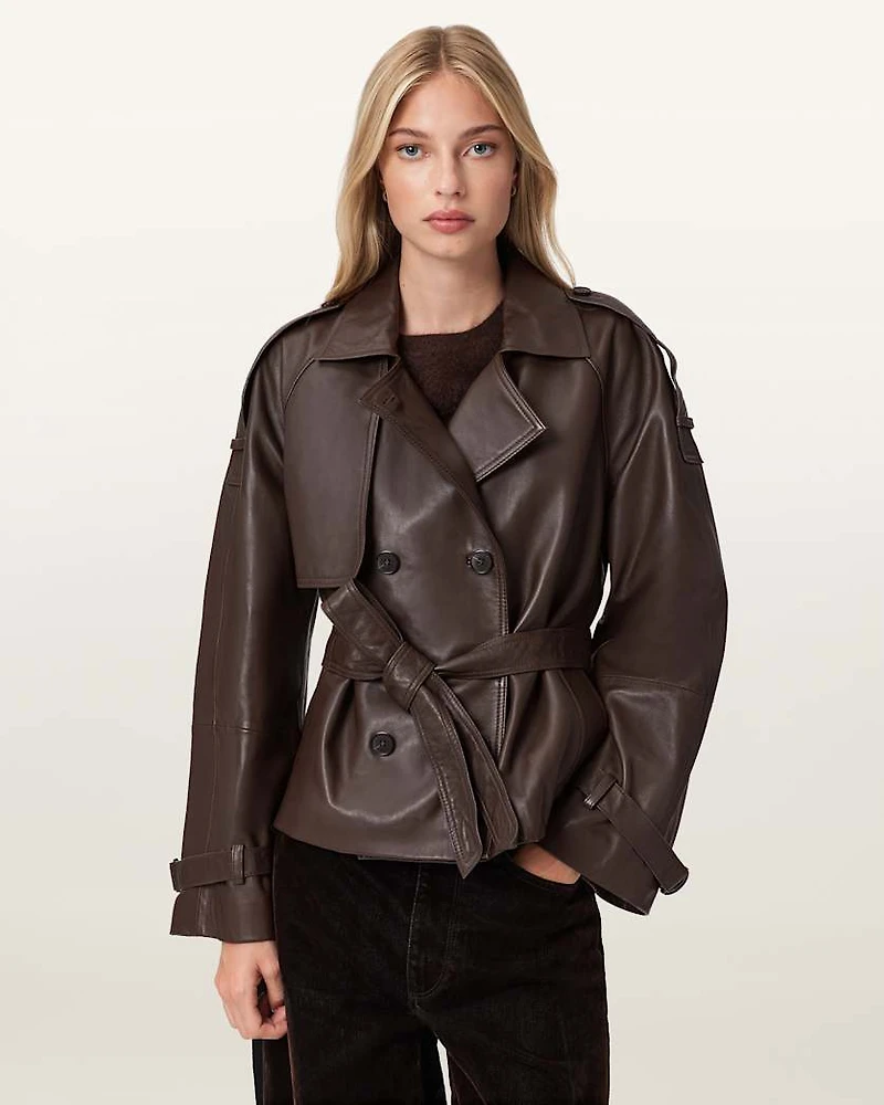 Reed Cropped Leather Trench