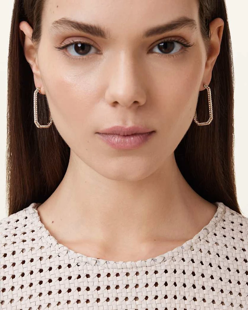 Hattie Crystal Hex Hoop Earrings