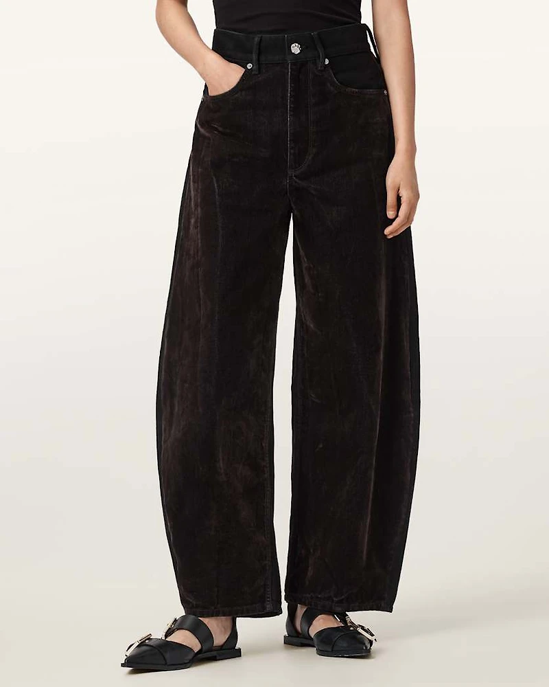 Helena Barrel Leg Flocked Jeans