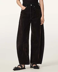 Helena Barrel Leg Flocked Jeans