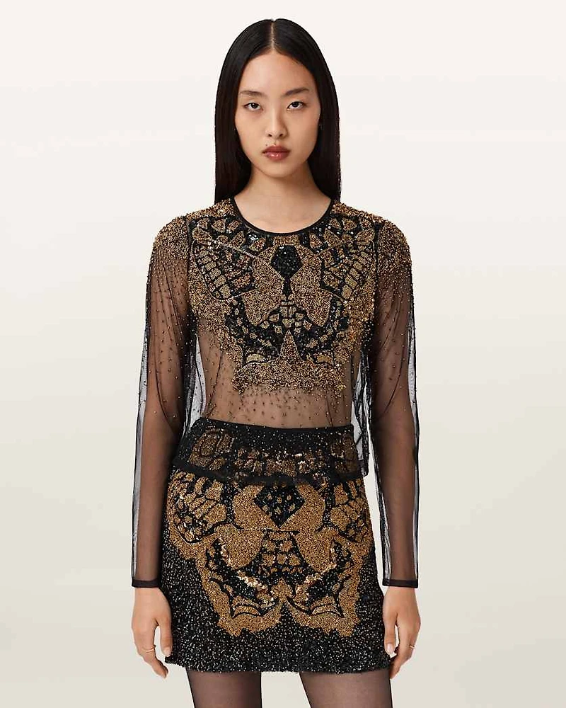 Greta Butterfly Embellished Top