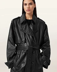 Hendry Relaxed Fit Leather Trench Coat