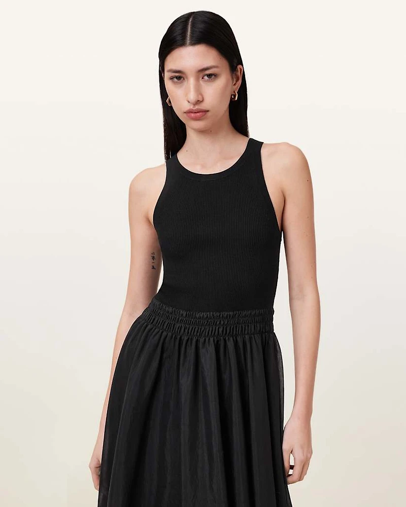 Zenia Sleeveless Asymmetric Midi Dress