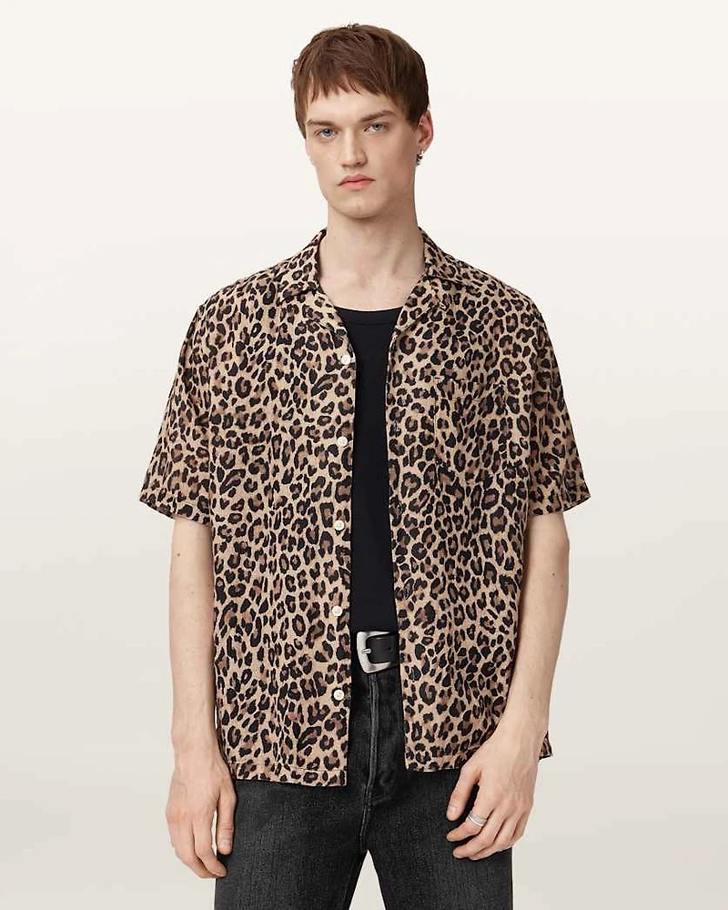 Leopardone Linen Blend Shirt