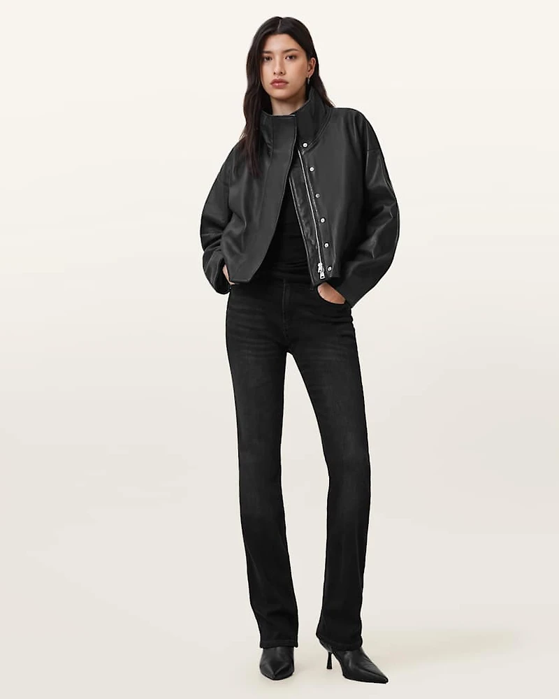 Ryder Funnel Neck Leather Jacket