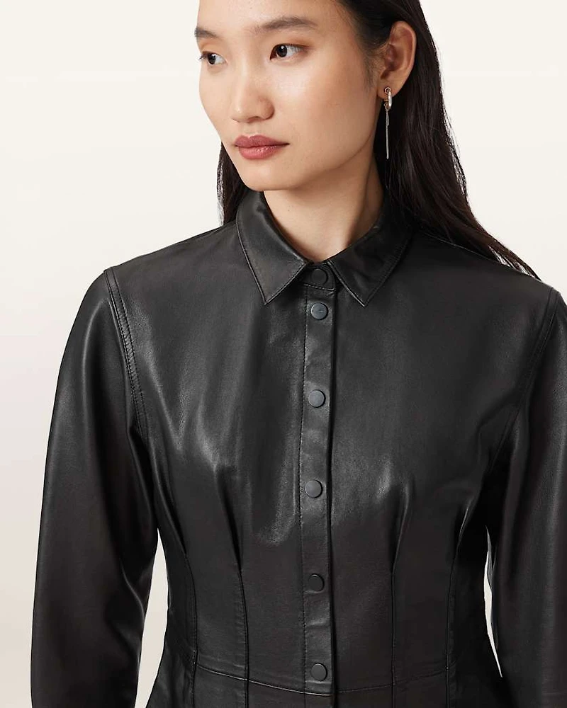 Larson Leather Pleated Shirt