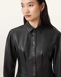 Larson Leather Pleated Shirt