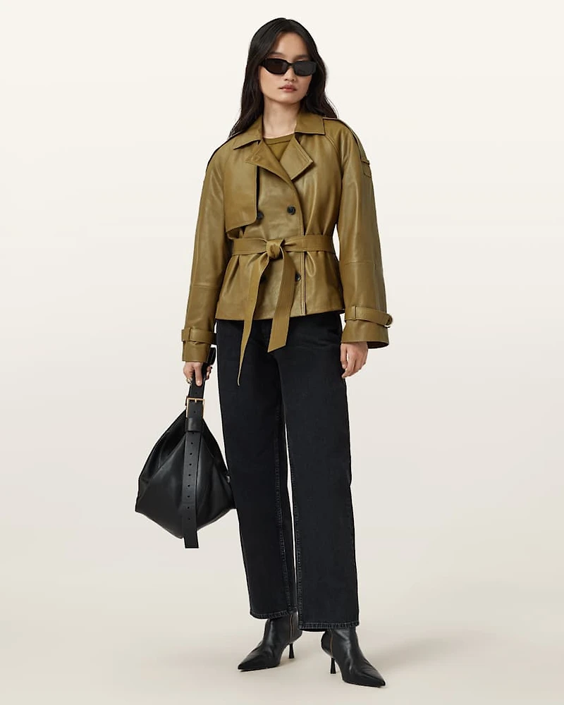 Reed Cropped Leather Trench