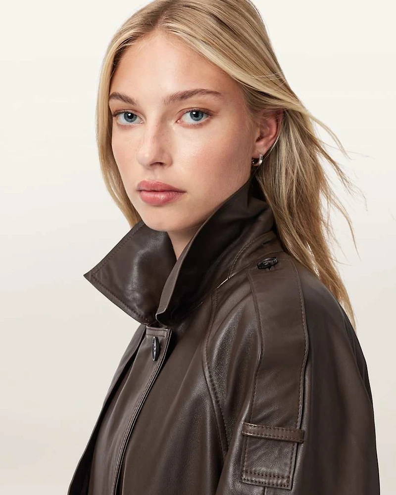 Reed Cropped Leather Trench