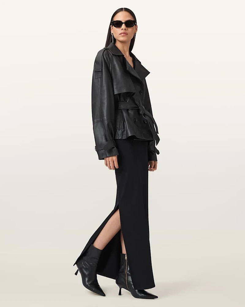 Reed Cropped Leather Trench
