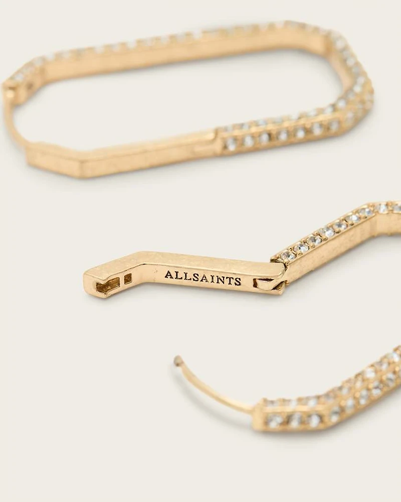 Hattie Crystal Hex Hoop Earrings