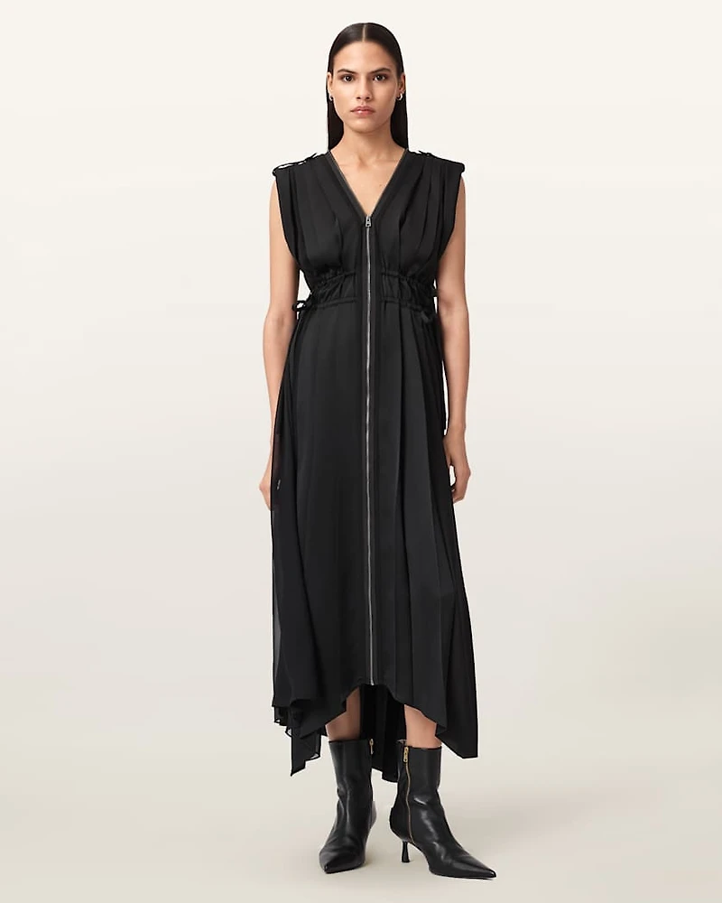 Amala Zip Detail Midi Dress