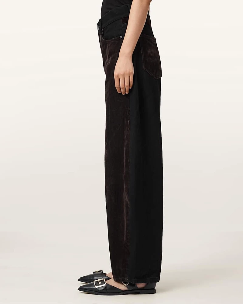 Helena Barrel Leg Flocked Jeans