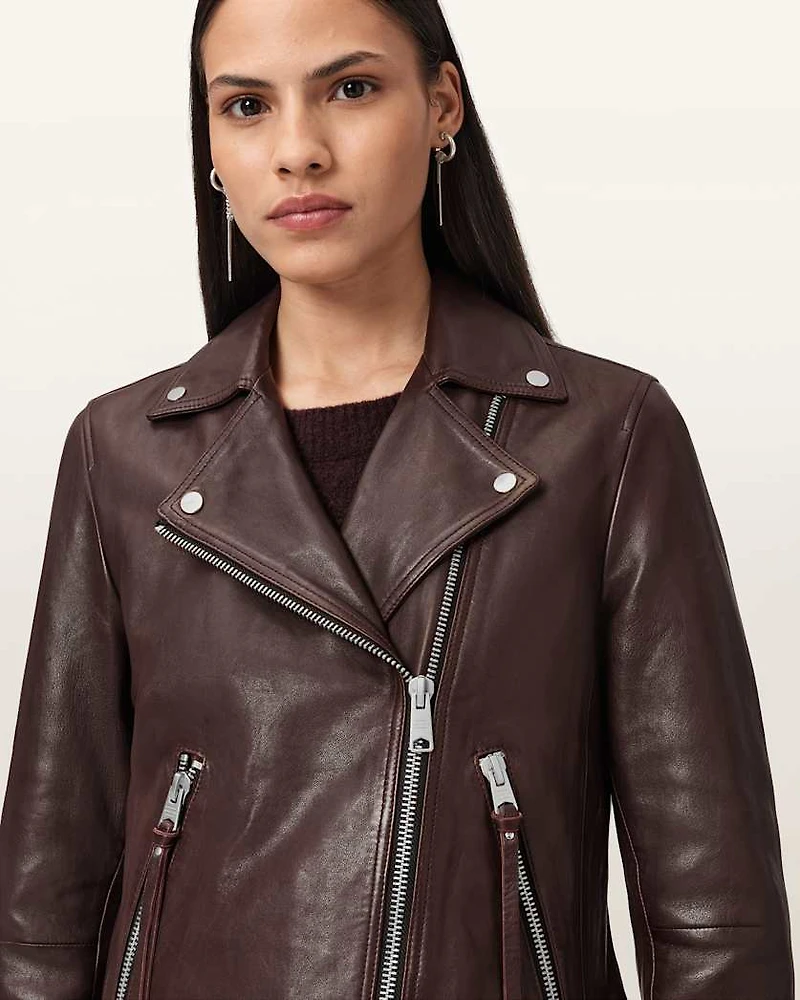 Dalby Slim Fit Leather Biker Jacket