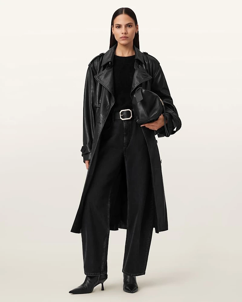 Hendry Relaxed Fit Leather Trench Coat