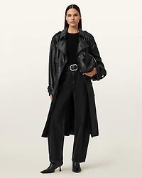 Hendry Relaxed Fit Leather Trench Coat